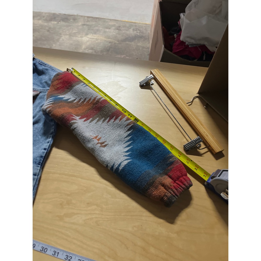 Womens Denim Jacket S Blue Southwestern Aztec Print Rodeo Festival Concert - Picture 5 of 7